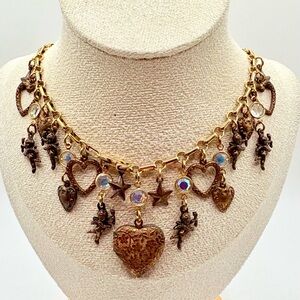 Vintage Sadie Green Victorian Revival Charm Necklace